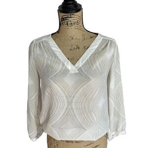 The Limited Sheer Swirl Neutral Office Blouse